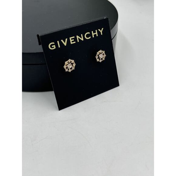 Givenchy Gold Tone Small Round Starburst Stud Pierced Earrings New - Picture 5 of 11